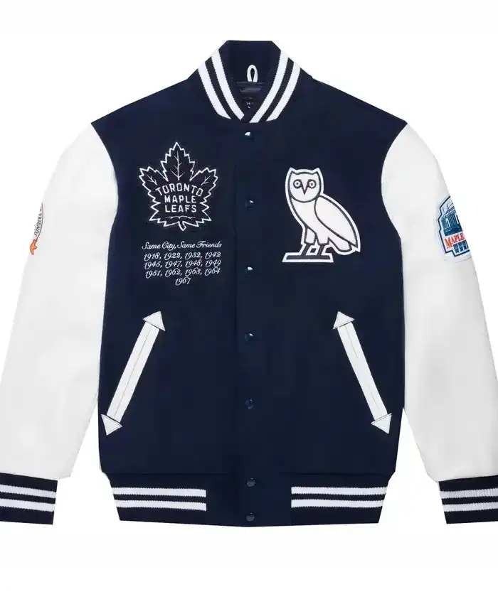 OVO X Toronto Maple Leafs Varsity Blue Jacket