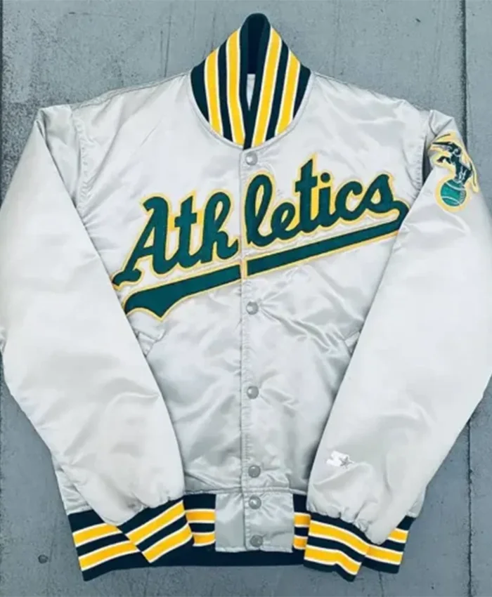 Oakland Athletics 1980s Silver Varsity Jacket