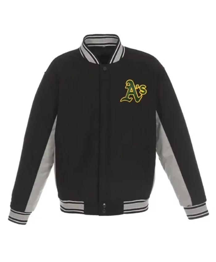Oakland Athletics Accent Black And Grey Varsity Jacket