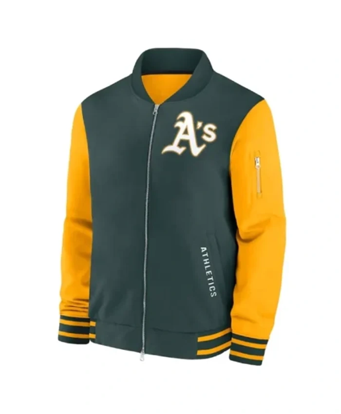 Oakland Athletics Collection Dugout Green And Yellow Bomber Jacket