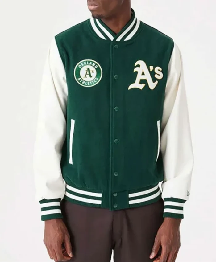 Oakland Athletics Green And White Letterman Varsity Jacket