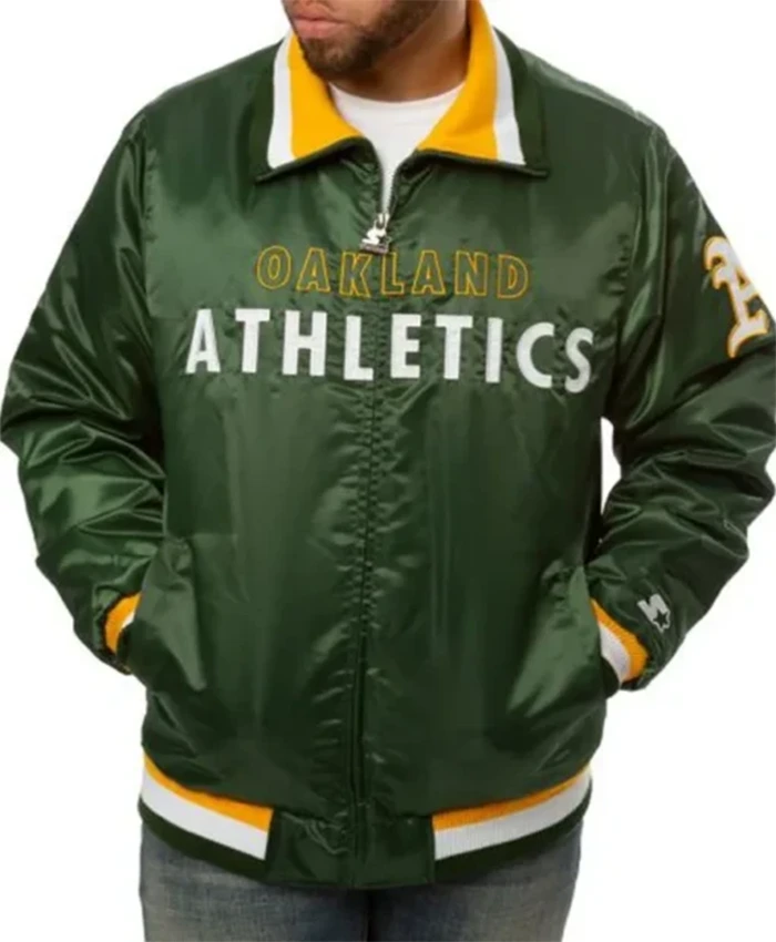 Oakland Athletics Green Full Zip Bomber Jacket