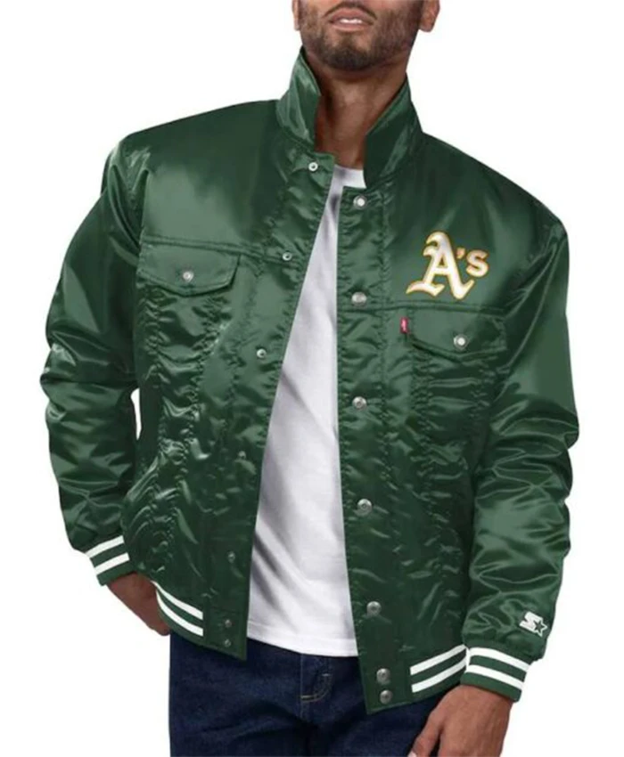 Oakland Athletics Green Trucker Varsity Jacket