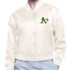 Oakland Athletics Printed Logo Cream Varsity Jacket