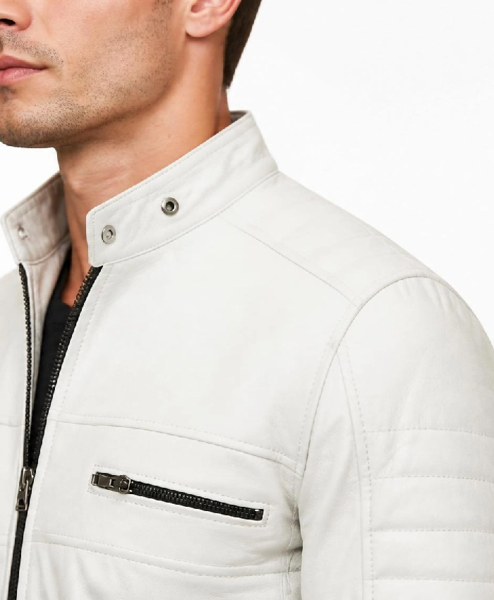 Off White Biker Style Leather Men
