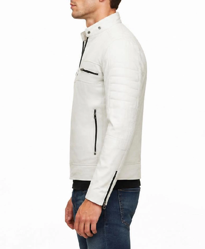 Off White Biker Style Leather Mens