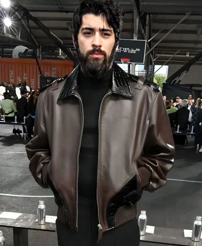 Off White Show Zayn Malik Brown Leather Jacket