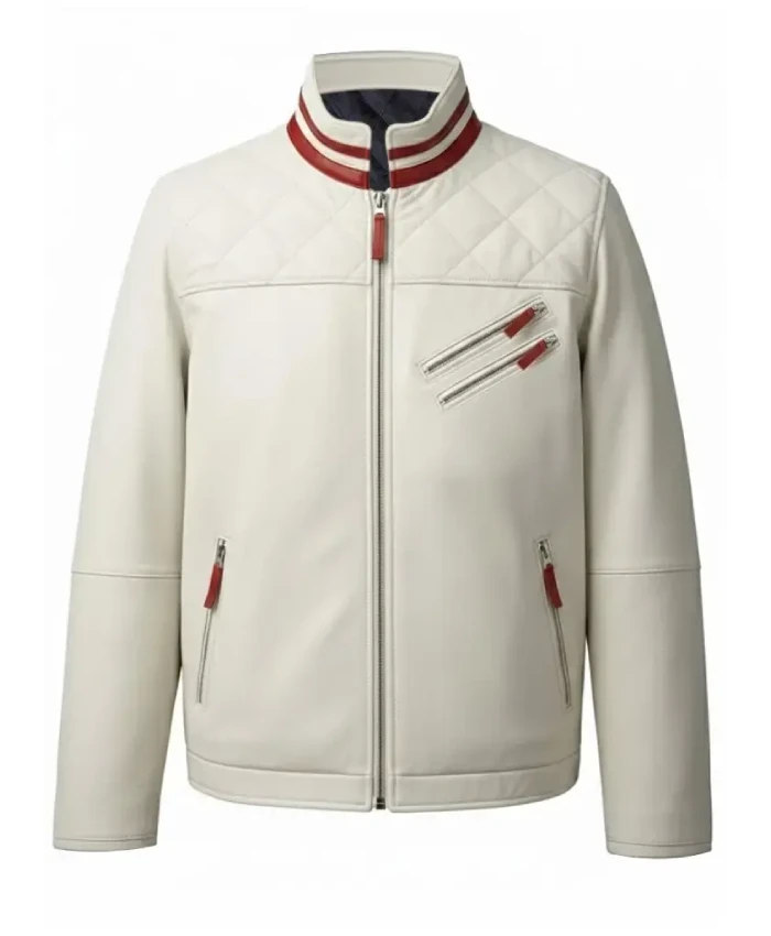 Off White Slim Fit Biker Jacket