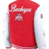 Ohio State Buckeyes Scarlet And White Full Snap Puffer Jacket