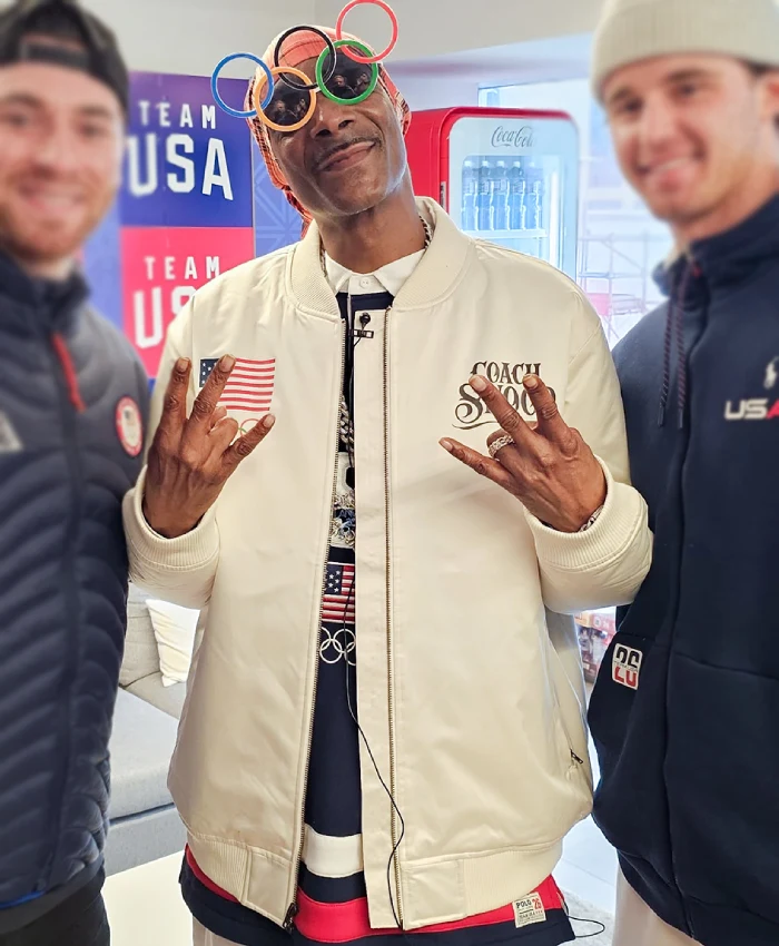 Coach Snoop Team USA White Satin Bomber Jacket - Image 2
