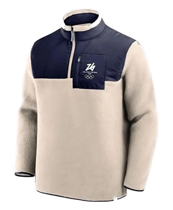Olympics Milano Cortina 2026 Microfleece Beige And Blue Jacket