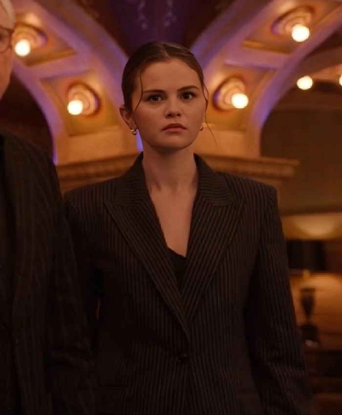 Only Murders In The Building Selena Gomez Pinstripes Black Blazer