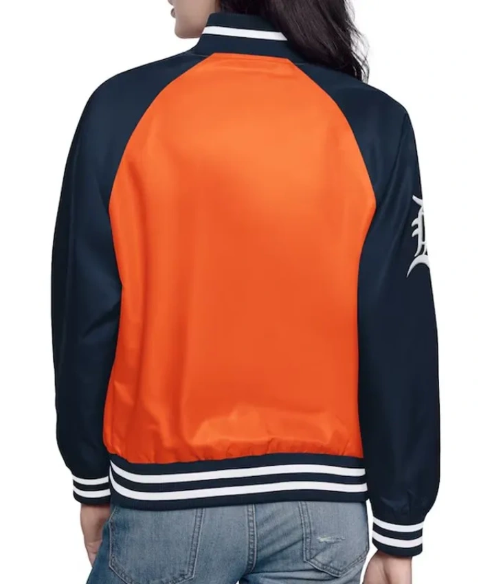 OrangeNavy Detroit Tigers Home Run Full Snap Varsity Satin Jacket