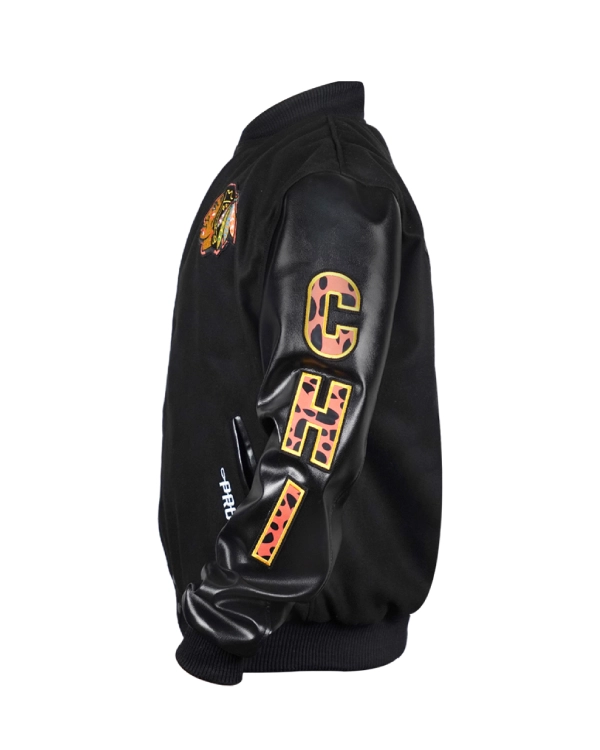 Order Chicago Blackhawks Animal Patches Black Jacket