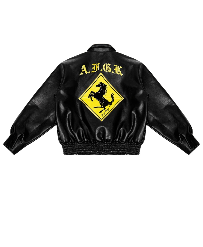 Order Ferrari Racing A Few Good Kids Black Leather Jacket Sale