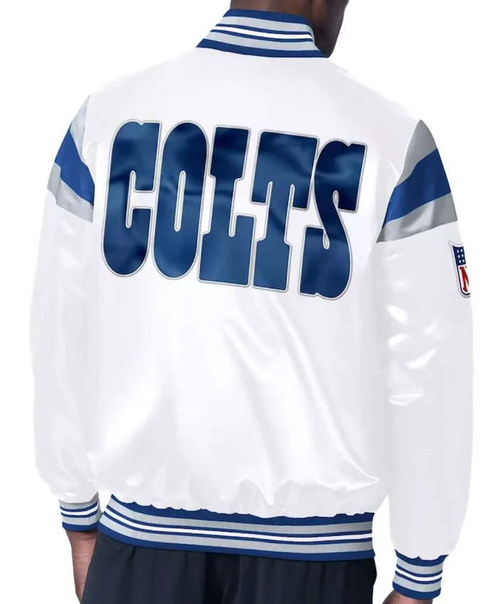 Indianapolis Colts Midweight White Satin Jacket - Image 2