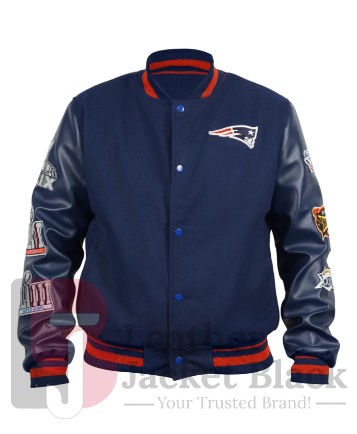 Order New England Patriots 6X Super Bowl Champions Navy Blue Varsity Jacket