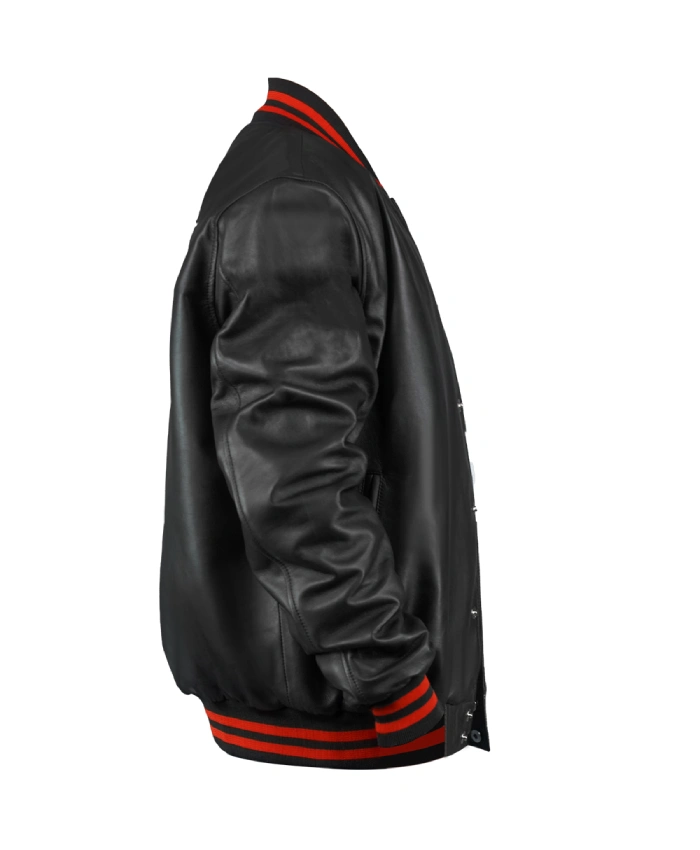 New Jersey Devils Varsity Bomber Leather Jacket - Image 4
