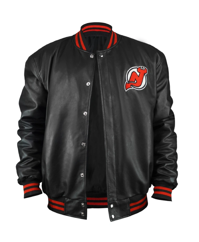 New Jersey Devils Varsity Bomber Leather Jacket