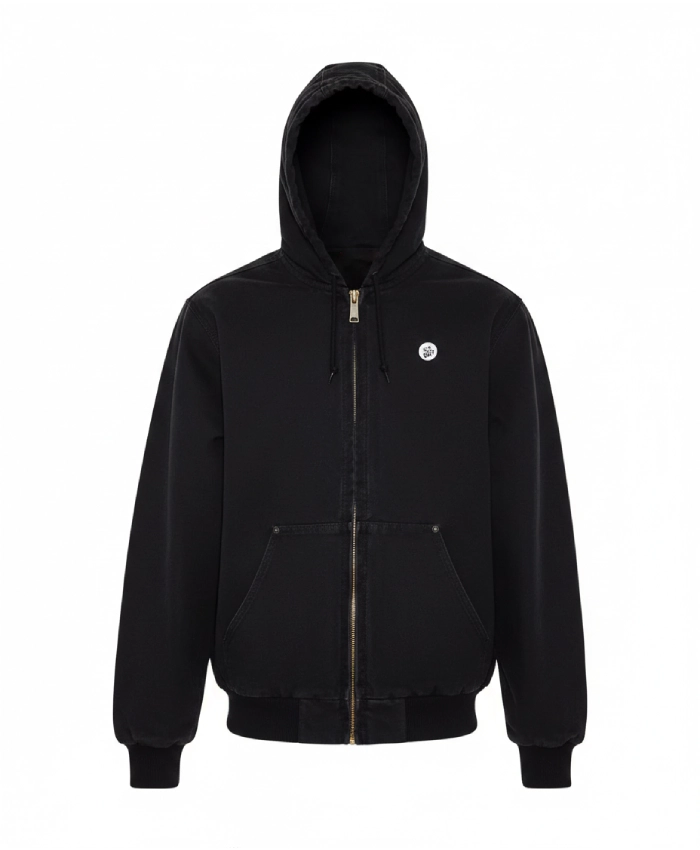 Order Supreme SS26 Guns Ice Out Black Cotton Hooded Jacket With Skull Print On Back