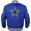 Order This Dallas Cowboys Gray And White Rib Bomber Blue Jacket