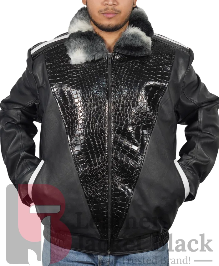 Frank Sheepskin Black Jacket With Chinchilla Collar - Image 4
