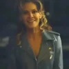 Ordinary Angels 2024 Hilary Swank Blue Leather Jacket