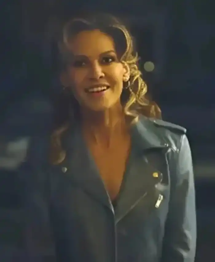 Ordinary Angels 2024 Hilary Swank Blue Leather Jacket