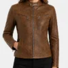 Outer Banks S05 Carlacia Grant Brown Suede Jacket Womens