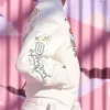POP ROMANCE x OFF White WNBA New York Liberty White Leather Varsity Jacket
