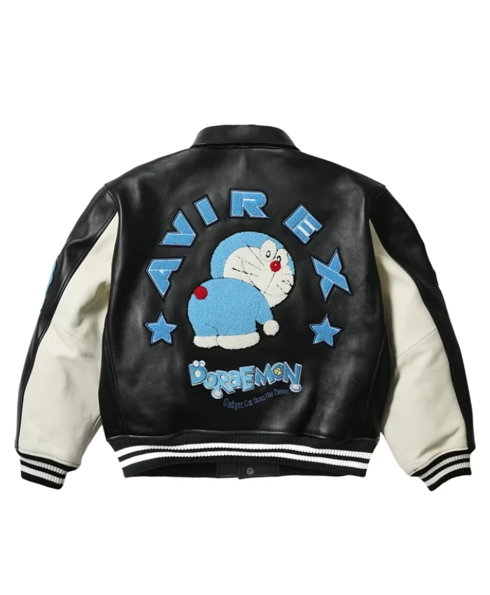 Palace Doraemon Avirex Black Leather Jacket