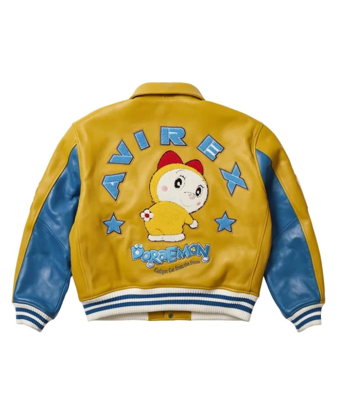 Palace Doraemon Avirex Yellow Leather Jacket