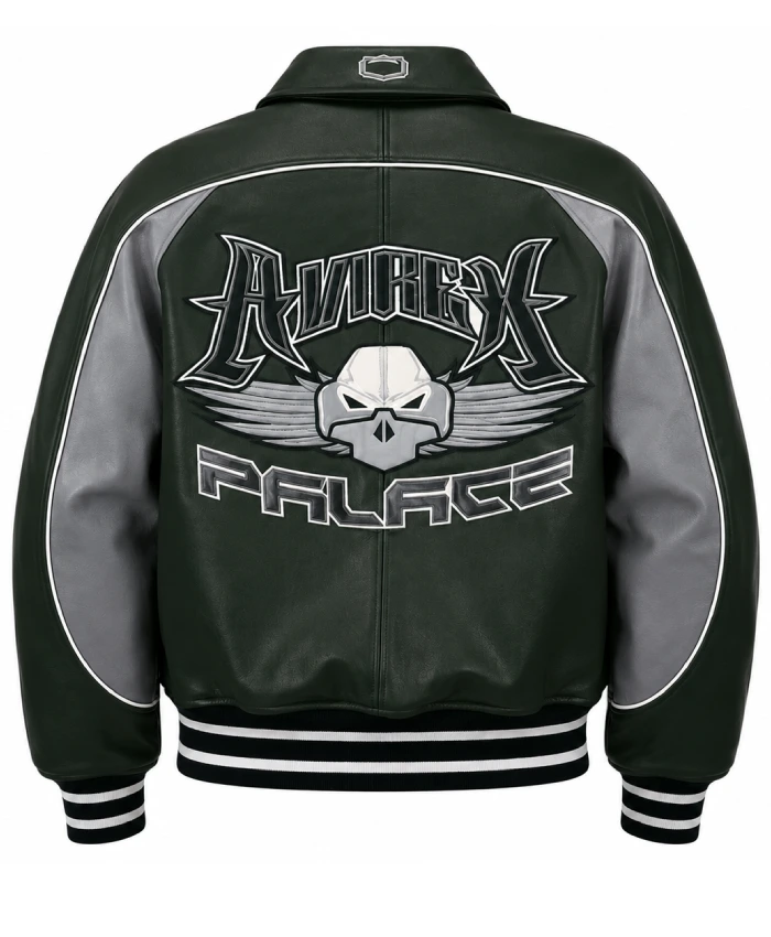 Palace Skateboards x Avirex 2026 Green Leather Bomber Jacket Sale