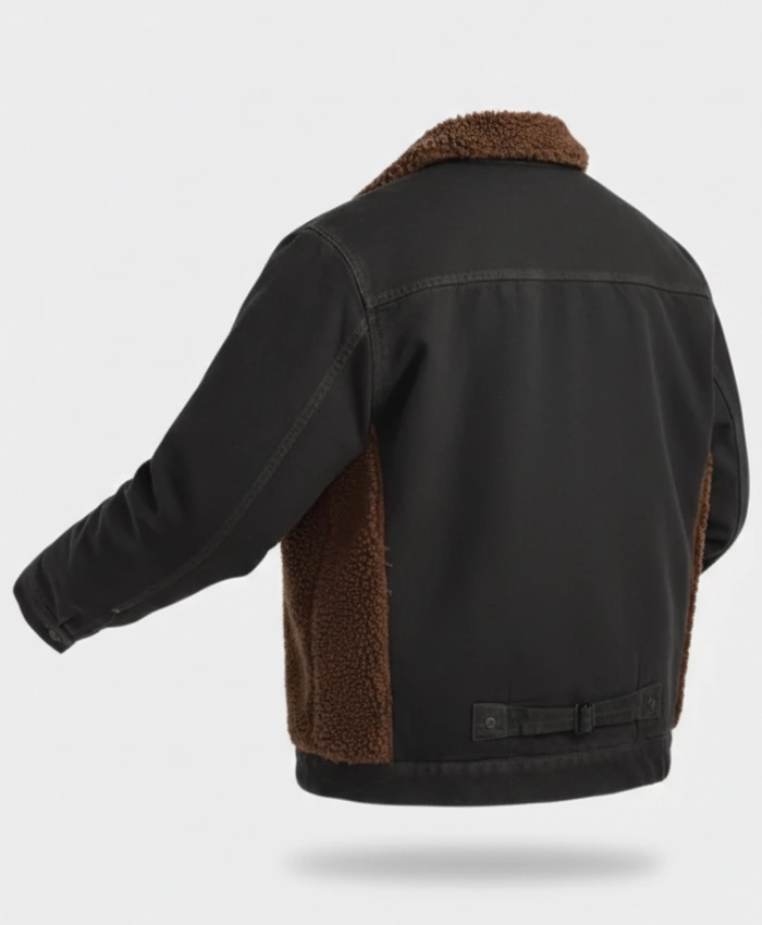 Paneled Canvas Sherpa Fleece Jacket