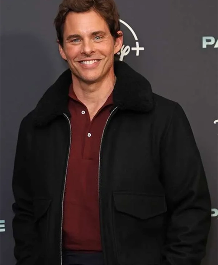 Paradise 2025 James Marsden Black Fur Bomber Jacket