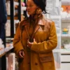 Paris 2026 Rihanna Miu Miu Mustard Suede And Real Leather Jacket