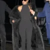 Paris Fashion Week 2025 Kim Kardashian Black Fur Long Coat