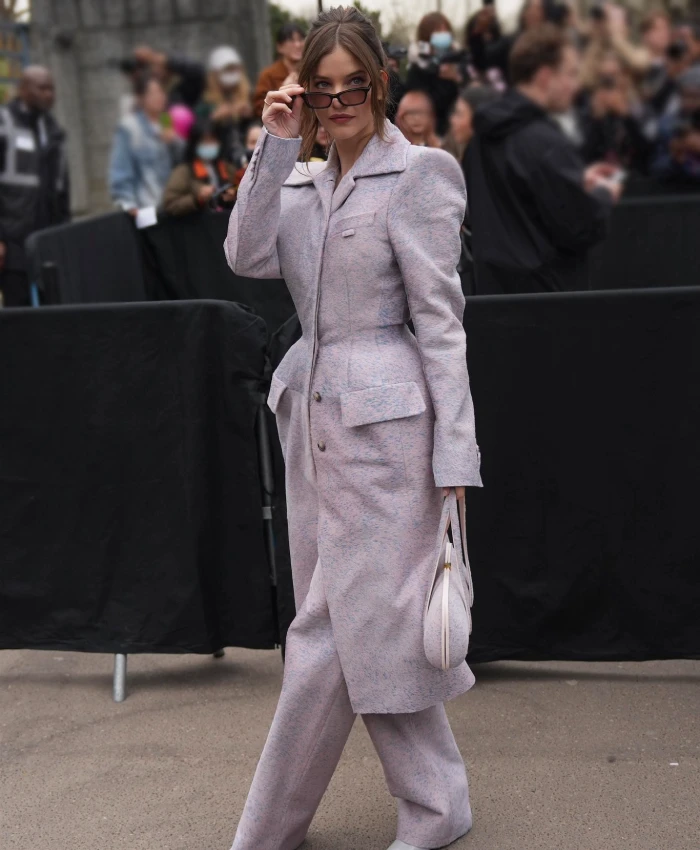 Paris Fashion Week 2026 Barbara Palvin Grey Coat
