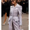 Paris Fashion Week 2026 Barbara Palvin Grey Long Wool Coat