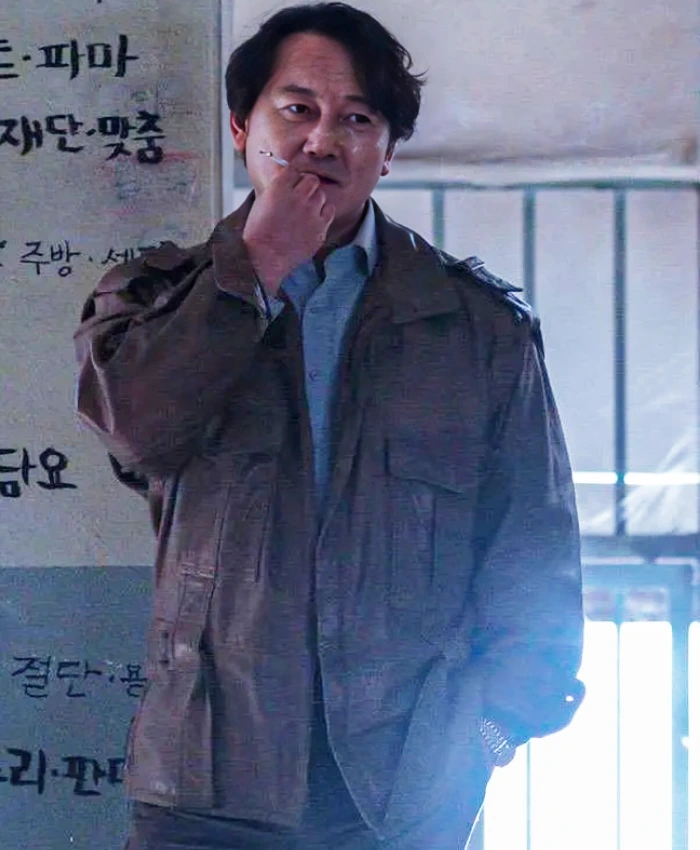 Park Sang Yong Concrete Market 2025 Man Sik Jeong Brown Leather Jacket