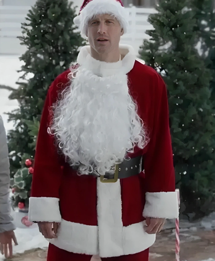 Parker Young Movie Christmas On Duty 2025 Josh Cannon Santa Claus Red Velvet Coat