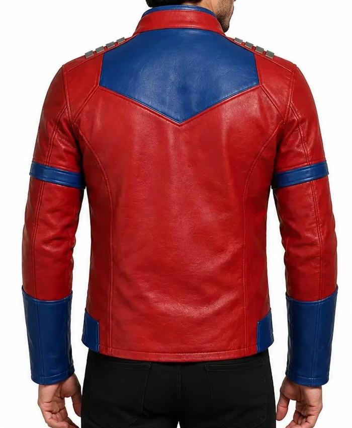 Peacemaker Red Blue Leather Jacket Men