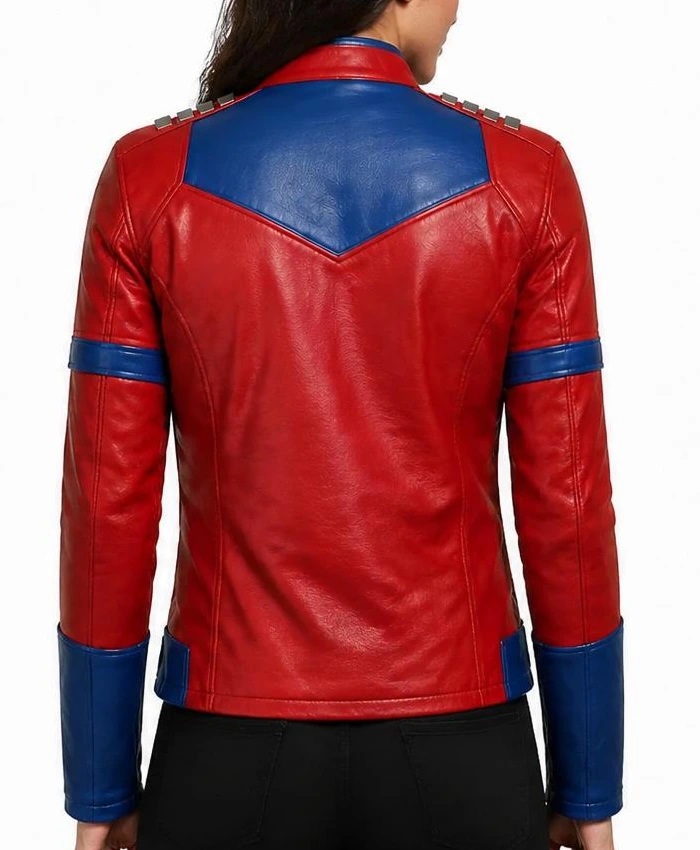Peacemaker Red Blue Leather Jacket Women