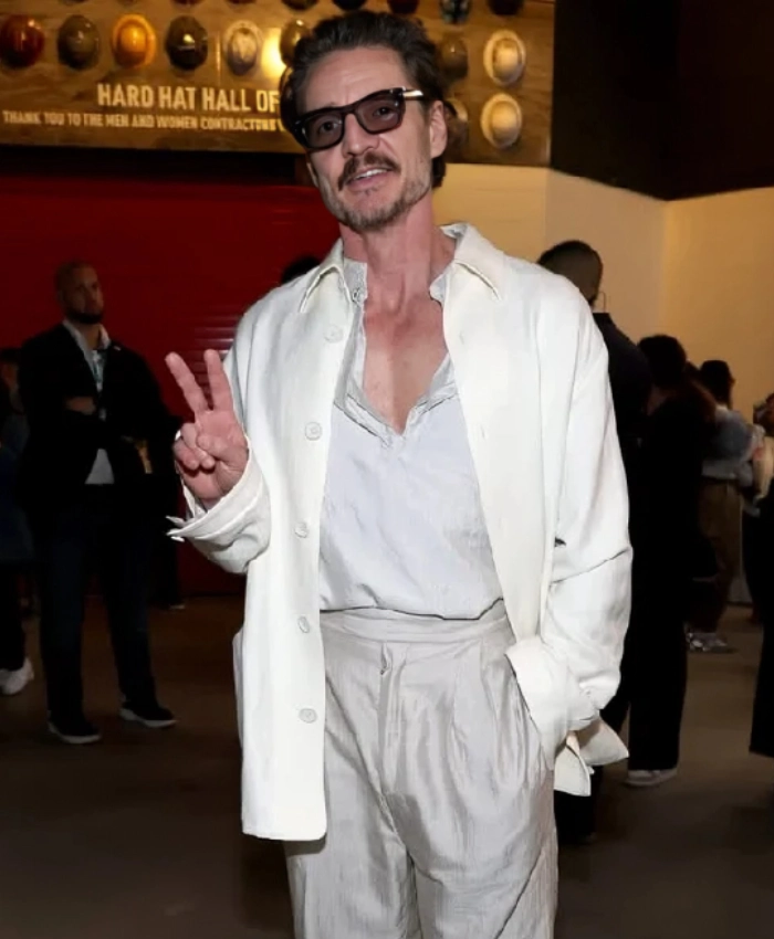 Pedro Pascal Super Bowl LX 2026 White Jacket