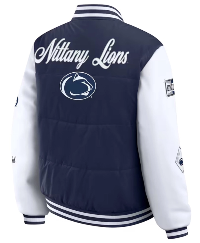 Penn State Nittany Lions Navy And White Full Snap Puffer Jacket