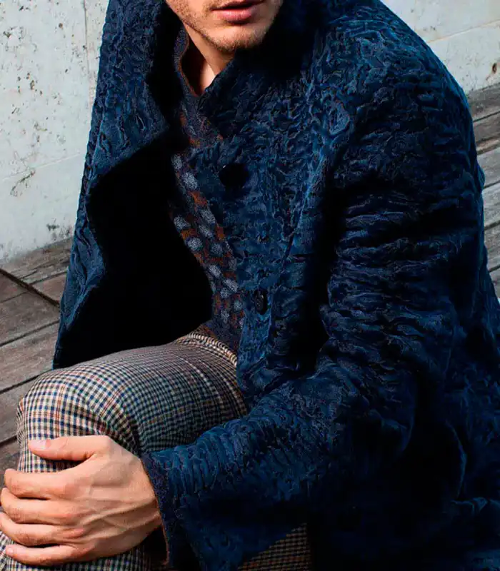 Persian Lamb Fur Blue Coat