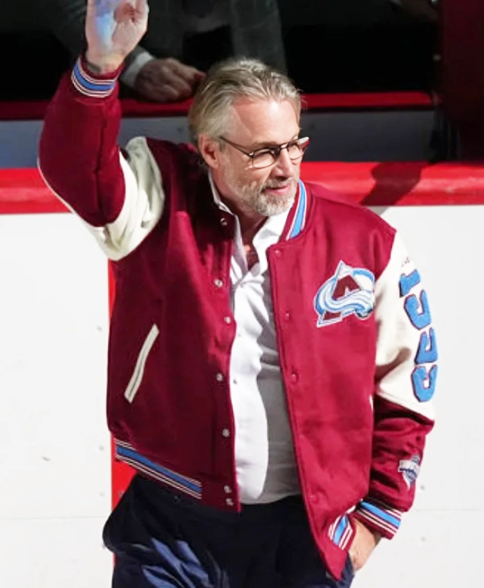 Peter Forsberg Colorado Avalanches 30th Anniversary Celebration Maroon Cream Varsity Jacket Buy Now