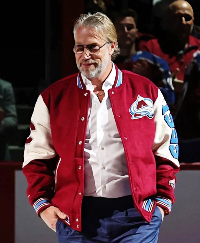 Peter Forsberg Colorado Avalanches 30th Anniversary Celebration Maroon Cream Varsity Jacket