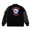 Philadelphia 76ers Black Out Team Logo Black Varsity Jacket