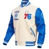 Philadelphia 76ers Cream Retro Classic Varsity Jacket